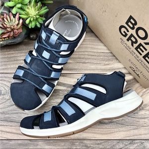 Clarks Solan Sail Fisherman Sandal Navy Combi Suede Women’s Size 6 New In Box